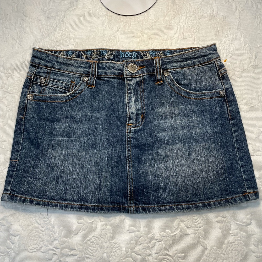 Y2K*SOLD* embellished denim mini skirt